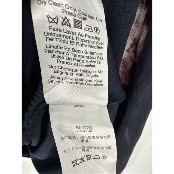 New DKNY Womens Size 8 Navy Floral Flutter-Sleeve Faux-Wrap Midi Dress $129 - Picture 12 of 12